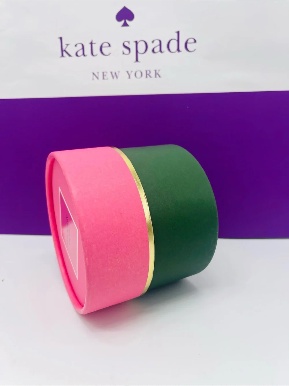 kate spade Pink and Forest Green Round Gift Boxe New